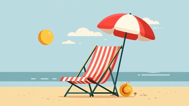 Vector travel and summer beach vacation relax icon