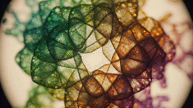 Vibrant microscopic cellular network structure, illustrating complex organic biological connectivity.