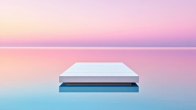 Calm Minimalist Dock on Tranquil Reflection for Relaxation