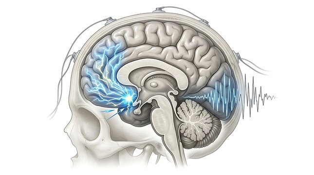 Human brain electrical activity monitoring with eeg waves