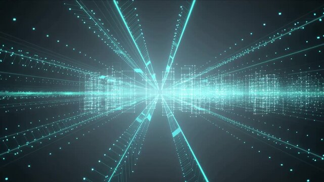High speed digital financial network with green and cyan data lines