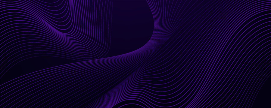 Garis gelombang ungu titik biru berlatar belakang gelap gradien. (Inggris) Big data digital background. penyajian 3d.Print