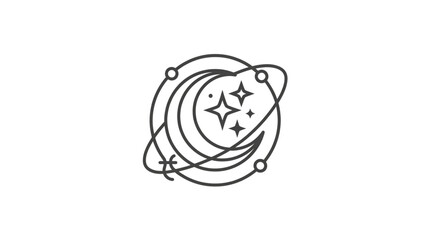 Celestial crescent moon and stars graphic design. © Azkal