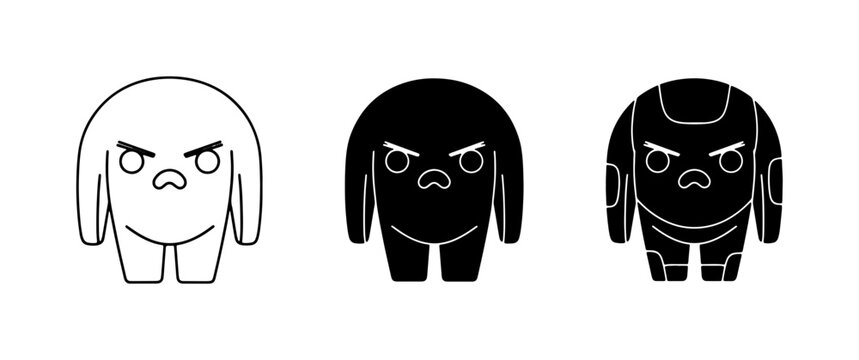 Angry Monster Icons, Cartoon Character Vector Art, Grumpy Creature Graphics