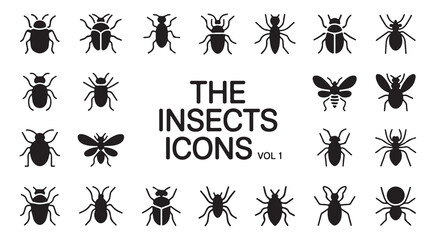 Compilation of various insect icons including ants, beetles, spiders and butterflies. © Tamanna