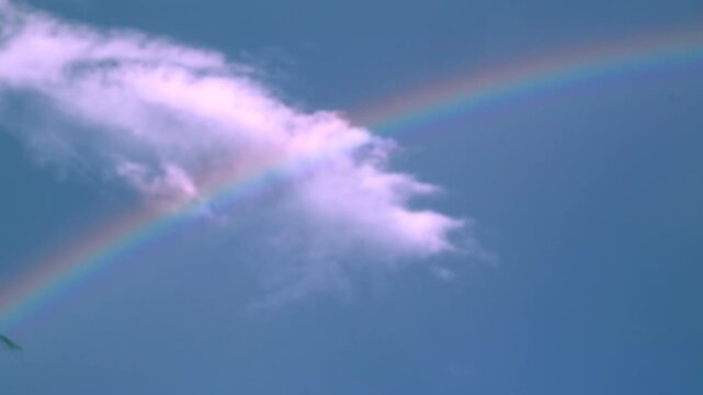 Sky with rainbow and clouds