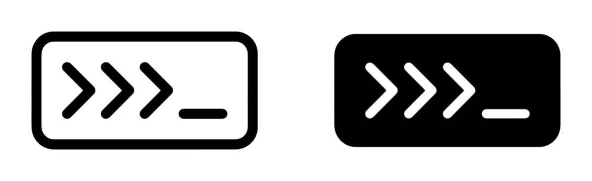 Command Prompt Icons, Terminal Input Symbols, Command Line Interface Cursors, Vector Graphics for Coding and Development