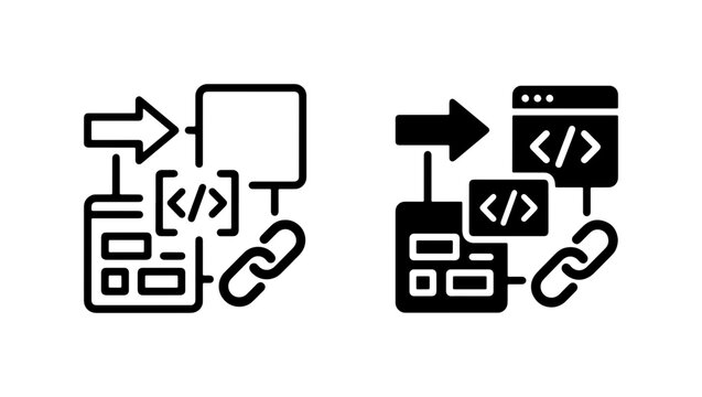 Coding Workflow Icons, Software Development Process, Programming Logic, Web Design Elements, Digital Technology Symbols