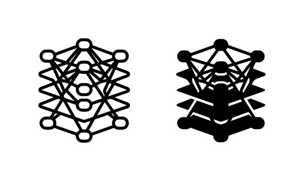 Neural Network Icons, Artificial Intelligence Vector Graphics, Machine Learning Symbols, Deep Learning Network Nodes, Abstract Data Structure Illustrations