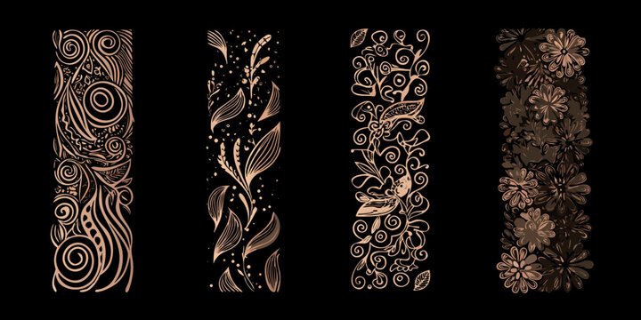 Floral ornament frames on black background art nouveau style