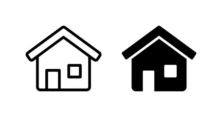 Fototapeta premium Minimalist House Icons, Simple Home Symbols, Outline and Solid Black Building Graphics, Vector Art for Real Estate and Property Concepts