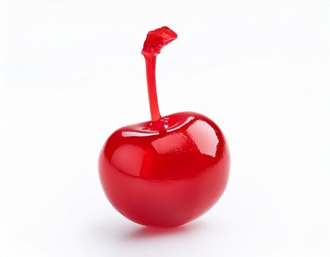 single red maraschino cherry isolated background