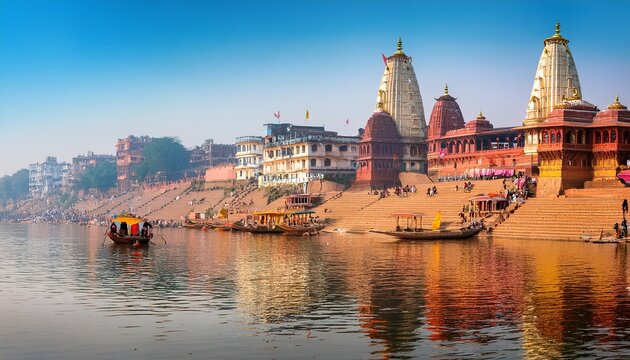 the sacred temples of varanasi beside the ganges river