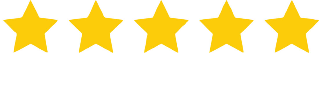 Five golden stars in a row vector illustration with feedback favorite achievement celebration