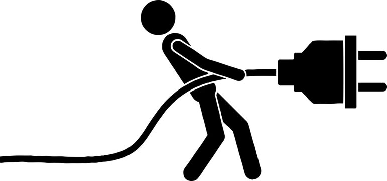 Person pulling large electric power plug