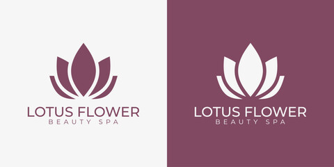 Minimalist Geometric Lotus Flower Beauty Spa Logo Template © Superherzl