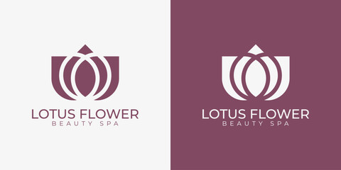 Abstract Monoline Lotus Flower Beauty Spa Logo Template © Superherzl