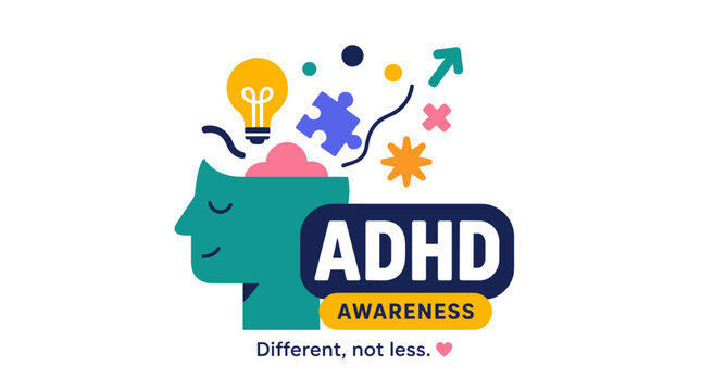 ADHD Awareness Logo Featuring Puzzle Pieces And Lightbulb.