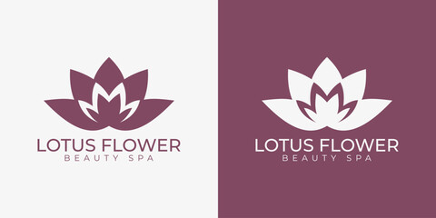 Layered Negative Space Lotus Flower Beauty Spa Logo Template © Superherzl