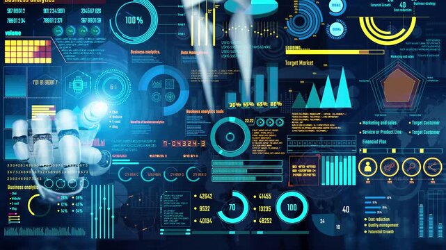 AI artificial intelligence drives data analytics with predictive models, smart dashboards, and virtual assistant insights for data-driven business decisions.