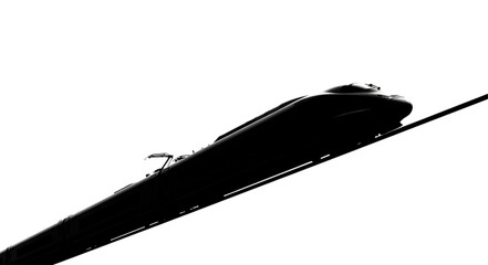 Modern high speed train silhouette traveling on tracks. © Adit