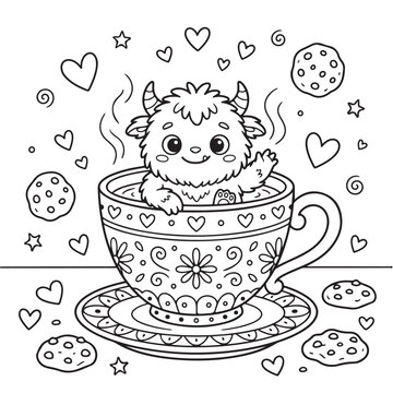 Furry Monster Sitting In Teacup