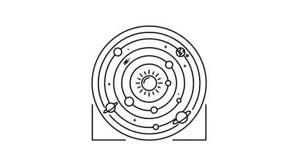 Diagram of the Solar System with Planets Orbiting the Sun. © yuzong