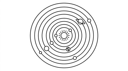 Diagram of the Solar System with Planets Orbiting the Sun. © yuzong