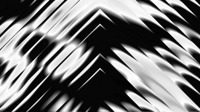 Liquid glass fractal animation background. White and black wave motion on lines and glossy light reflection. Liquid metal. Motion Design.