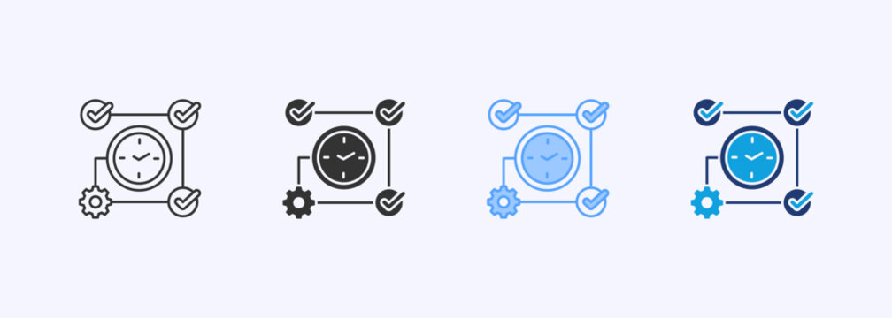 Time Management Icon Set Multiple Style Collection Illustration
