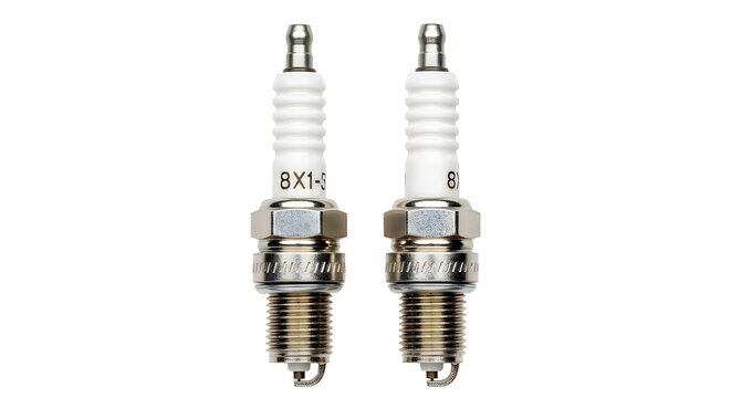 Two new spark plugs with brass threads and silver tip