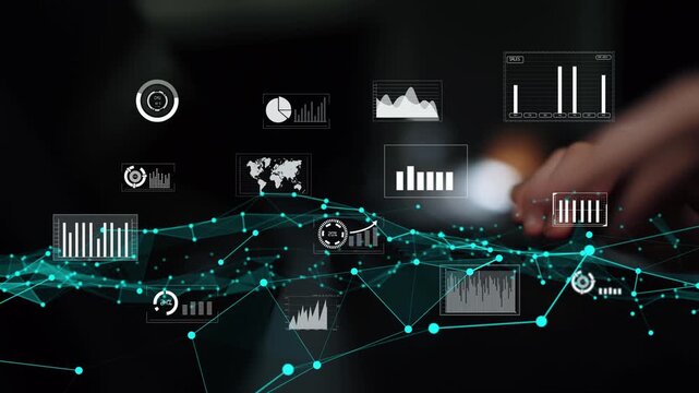Explore a vibrant digital interface showcasing various graphs and charts for data visualization. Ideal for technology, business analysis, and statistical insights. Xenic