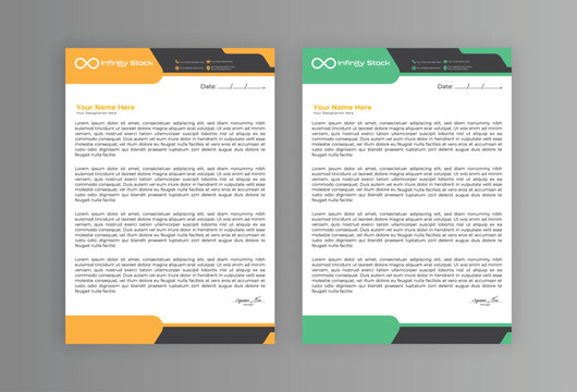 Modern business letterhead templates with colorful header designs