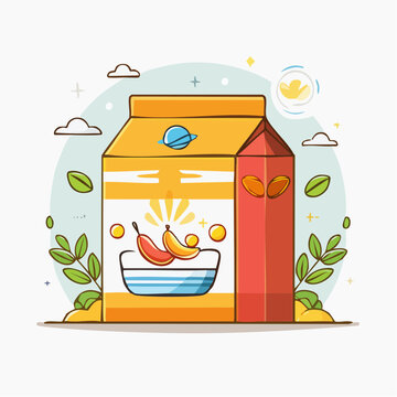 Cartoon Banana Milk Carton Illustration