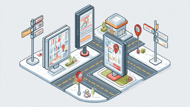 isometric digital mapping with smartphones and GPS markers for navigation and location services