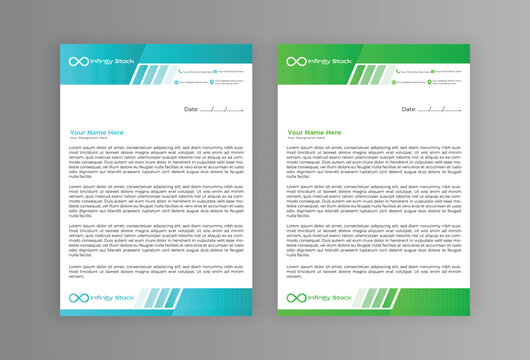Two side-by-side documents with colorful header bars and text content