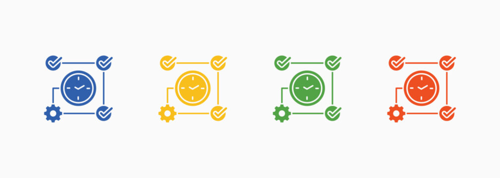 Time Management Icon Set Color Multiple Style Collection Illustration