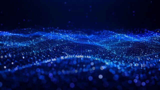 Digital Wave Background with Abstract Blue Glowing Particles