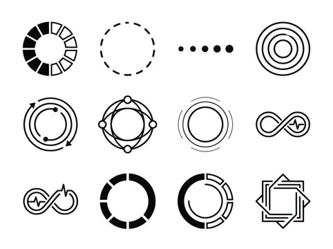 Collection of Circular and Infinity Shape Icons for Design.