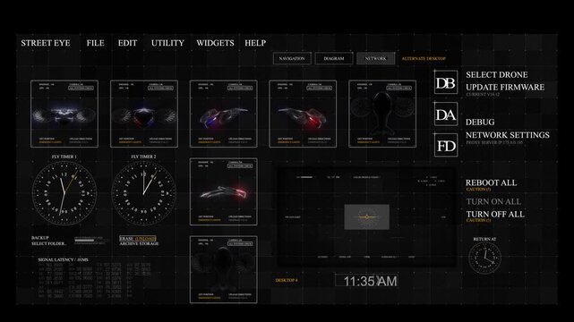 Futuristic military HUD interface, animated user interface