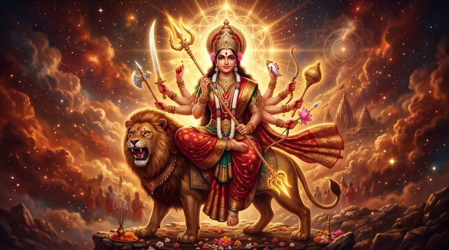 Goddess Durga - Divine Strength and Protection Portrait