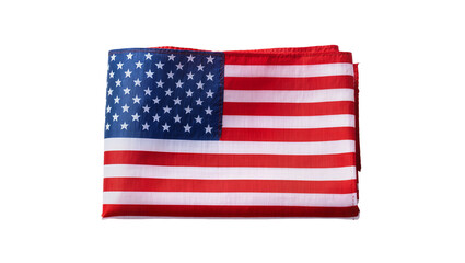 Fototapeta premium Folded American flag with stars and stripes, isolated on transparent background