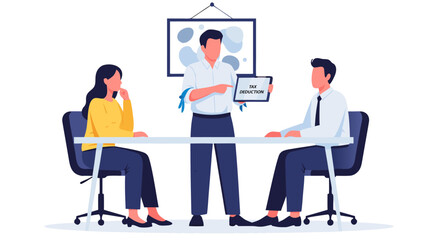 Fototapeta premium Business meeting vector illustration of a team collaborating on a project in a modern office setting