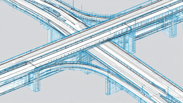 Advanced blueprints of urban highway intersections with complex overpasses and infrastructure