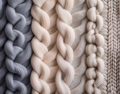 knitted wool texture background cozy and warm fabric patterned surface soft and fuzzy beige and gray backdrop