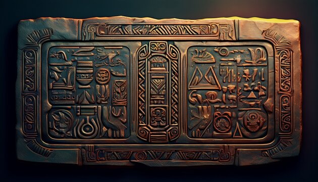 enigmatic hieroglyphic stele texture background mysterious and engraved stone tablet ancient and cryptic surface