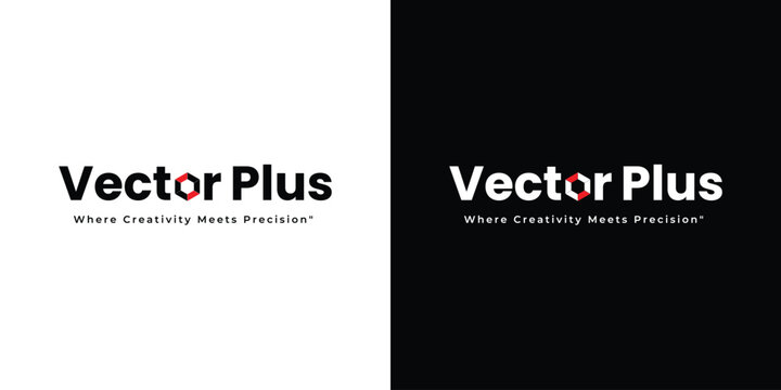 Vector plus modern logo design with geometric cube element