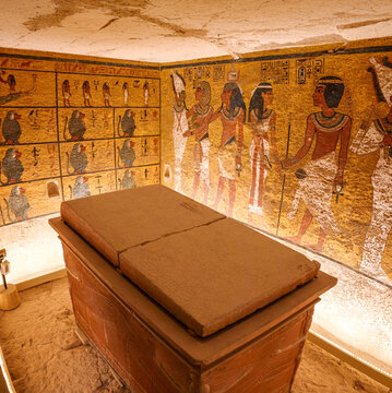 Luxor, Egypt - 28 Jan 2026: The tomb of pharaoh Tutankhamun in the Valley of the Kings, Luxor, Egypt