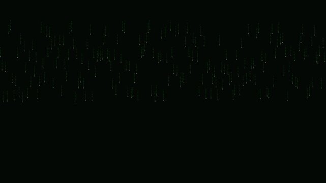 Technology Green Digital Binary Code Falling Data Stream Background