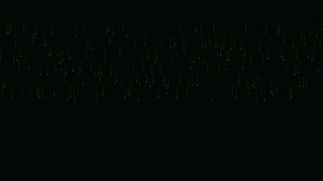 Abstract Digital Rain Falling Green Code Symbols on Black Background